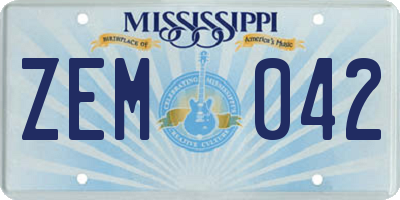 MS license plate ZEM042
