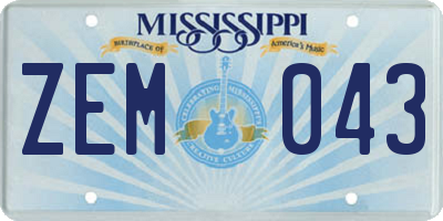 MS license plate ZEM043