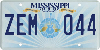 MS license plate ZEM044