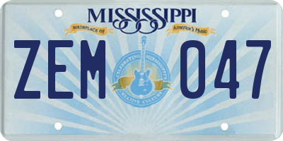 MS license plate ZEM047