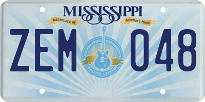 MS license plate ZEM048