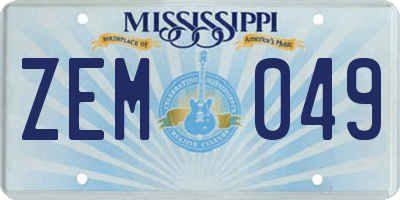 MS license plate ZEM049