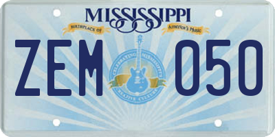 MS license plate ZEM050