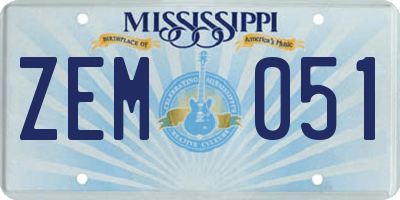 MS license plate ZEM051
