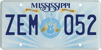 MS license plate ZEM052