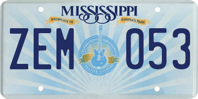 MS license plate ZEM053