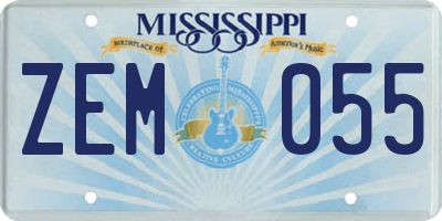 MS license plate ZEM055
