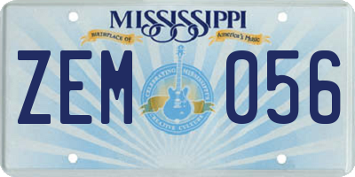 MS license plate ZEM056