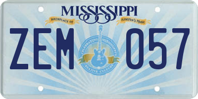 MS license plate ZEM057