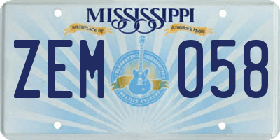MS license plate ZEM058