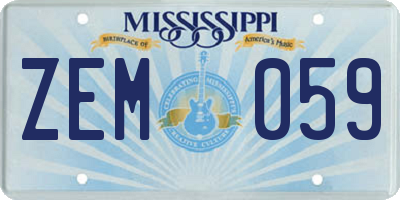 MS license plate ZEM059