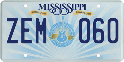 MS license plate ZEM060