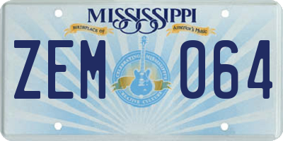 MS license plate ZEM064