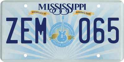 MS license plate ZEM065