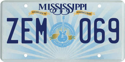 MS license plate ZEM069
