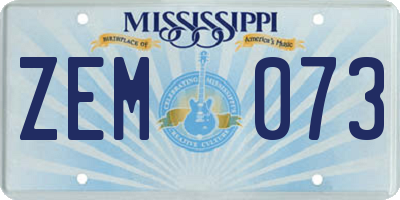 MS license plate ZEM073