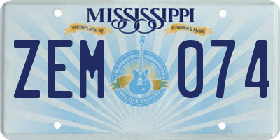 MS license plate ZEM074