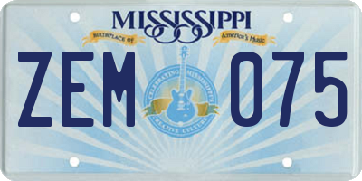 MS license plate ZEM075