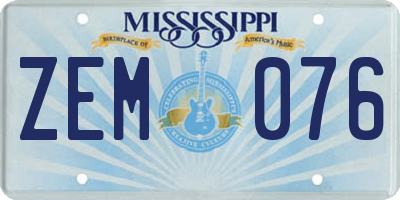 MS license plate ZEM076