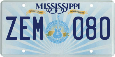 MS license plate ZEM080