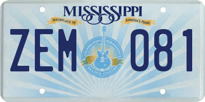 MS license plate ZEM081