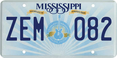MS license plate ZEM082