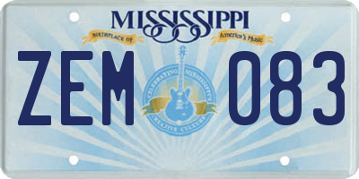 MS license plate ZEM083