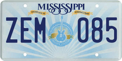 MS license plate ZEM085