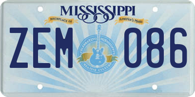 MS license plate ZEM086
