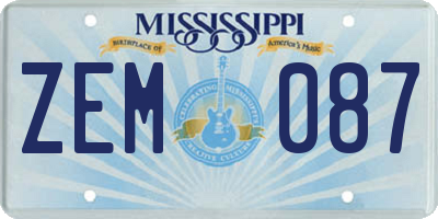 MS license plate ZEM087
