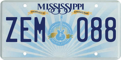 MS license plate ZEM088