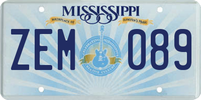 MS license plate ZEM089