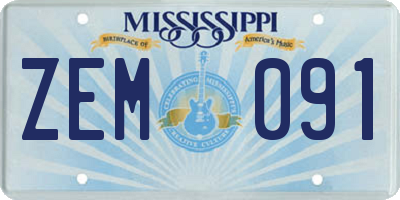 MS license plate ZEM091