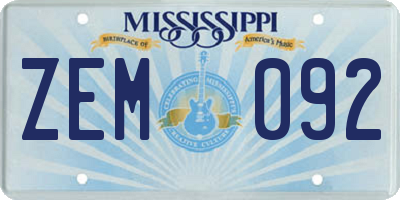 MS license plate ZEM092