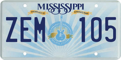 MS license plate ZEM105