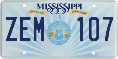 MS license plate ZEM107