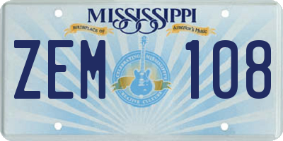 MS license plate ZEM108