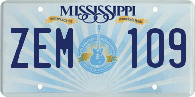 MS license plate ZEM109