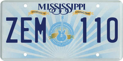 MS license plate ZEM110