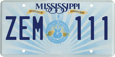 MS license plate ZEM111
