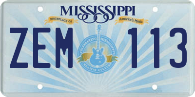 MS license plate ZEM113