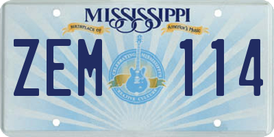 MS license plate ZEM114