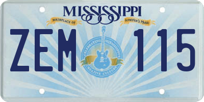 MS license plate ZEM115