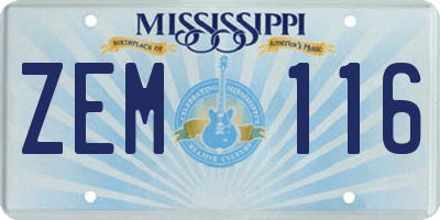 MS license plate ZEM116