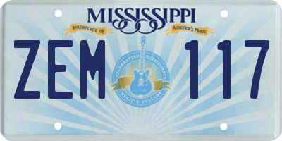 MS license plate ZEM117