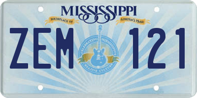 MS license plate ZEM121