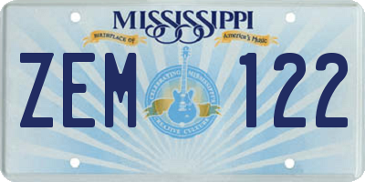 MS license plate ZEM122