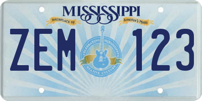 MS license plate ZEM123