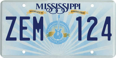 MS license plate ZEM124