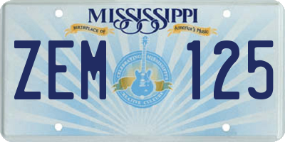 MS license plate ZEM125